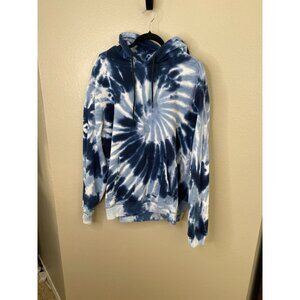Monument Tie-Dye Navy‎ Mens Hoodie Large Relaxed Fit Pullover Cotton Blend